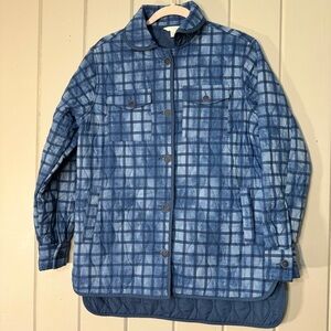 NWT Time and Tru Blue Quilted‎ Button Up Jacket Tie Dye Size Small